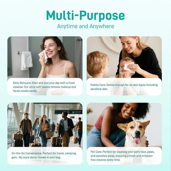 Hypoallergenic 10"x12" Disposable Face Towels - Perfect for Travel & Daily Use - Picture 7 of 9